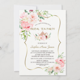 Rosa Blume Goldene Bridal Teezeremonie Party Einladung