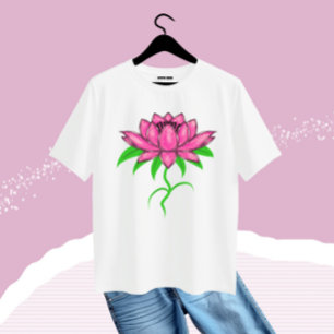 Rosa Blume Große Größe T-Shirt