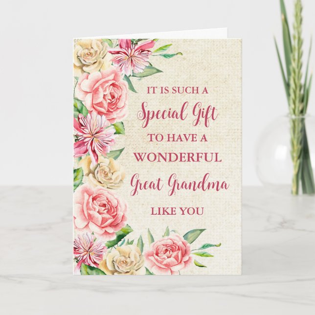 Rosa Blume Großes Großes Grandma Muttertag Karte (Vorderseite)