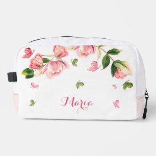 Rosa Blume Grüne Accessoire Pouch Waschbeutel