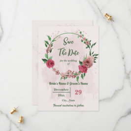 Rosa Blume Grüne Blätter botanisch Save The Date