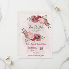 Rosa Blume Grüne Blätter botanisch Save The Date