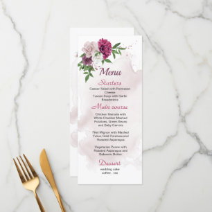 Rosa Blume Grüne Hochzeit Menükarte
