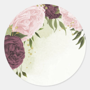 Rosa Blume Grüne Hochzeit Runder Aufkleber