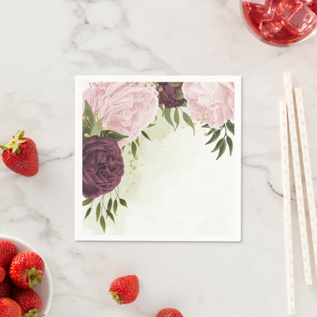 Rosa Blume Grüne Hochzeit Serviette (Beispiel)