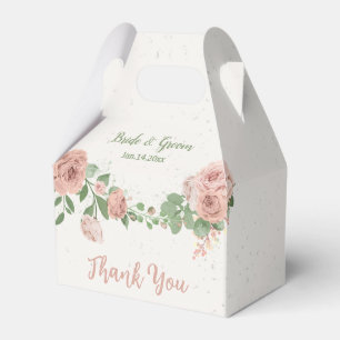 Rosa Blume Grünpflanzen botanische Hochzeit Geschenkschachtel