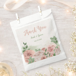 Rosa Blume Grünpflanzen botanische Hochzeit Geschenktütchen