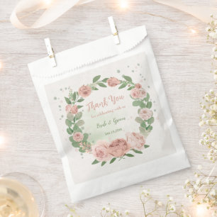 Rosa Blume Grünpflanzen botanische Hochzeit Geschenktütchen
