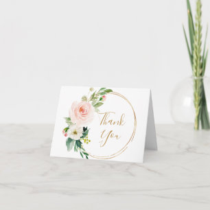 Rosa Blume Grünpflanzen Dankeskarte