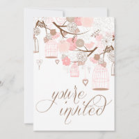 Rosa Blume Herz & Geburtstag Einladung Hochzeit