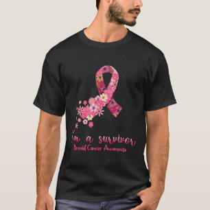 Rosa Blume Herz Ich bin ein Überlebender Breastkre T-Shirt