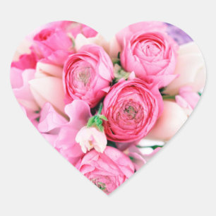 Rosa Blume Herzklammern Herz-Aufkleber
