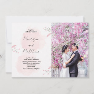 Rosa Blume Hochzeit Einladungen mit Foto