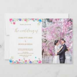 Rosa Blume Hochzeit Einladungen mit Foto