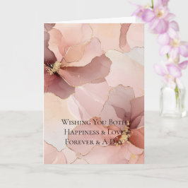 Rosa Blume Hochzeit in Gold Karte