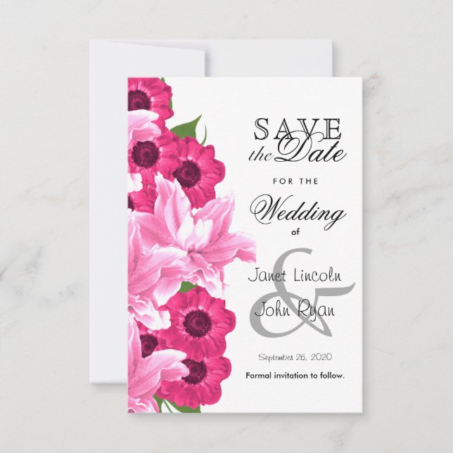Rosa Blume Hochzeitsdesign - Save the Date (Vorderseite)