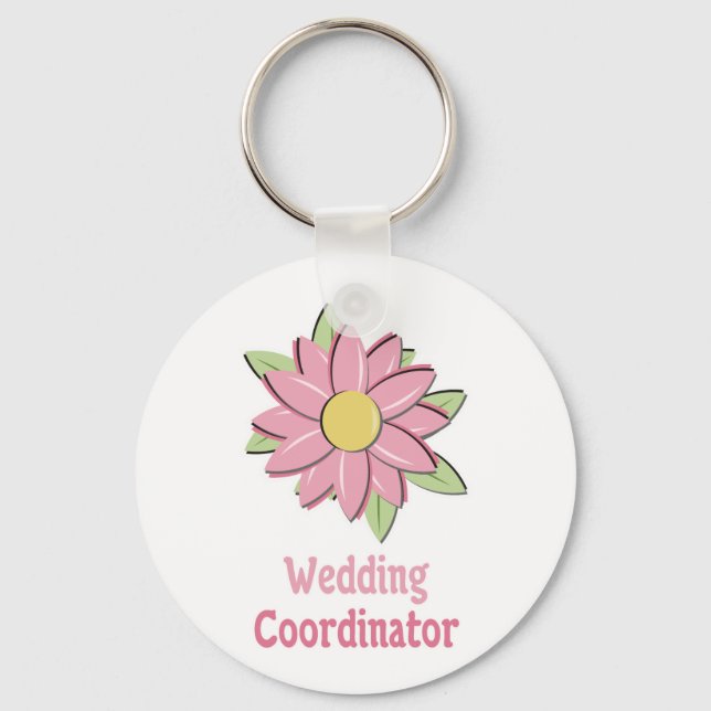 Rosa Blume Hochzeitskoordinator Schlüsselanhänger (Vorderseite)