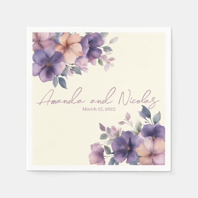 Rosa Blume Hochzeitspapierservietten Serviette (Vorderseite)