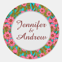 Rosa Blume Hochzeitsticker