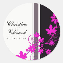 Rosa Blume-Hochzeitsticker Runder Aufkleber