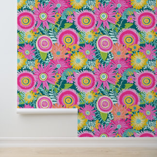 Rosa Blume im Boho-Stil Tapete