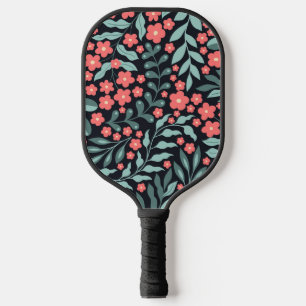 Rosa Blume im Retrostil im nordischen Stil Pickleball Schläger