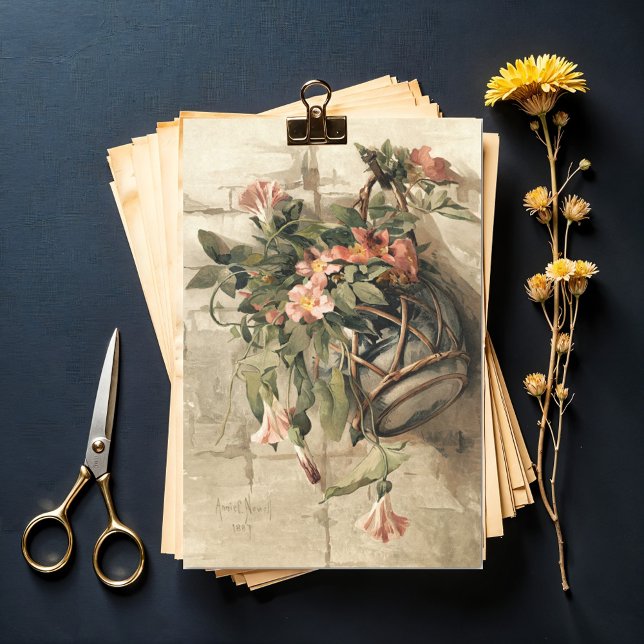 Rosa Blume in Hängevase, Entfärbung Seidenpapier (Von Creator hochgeladen)