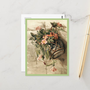 Rosa Blume in Hangvase, blumenreich Postkarte