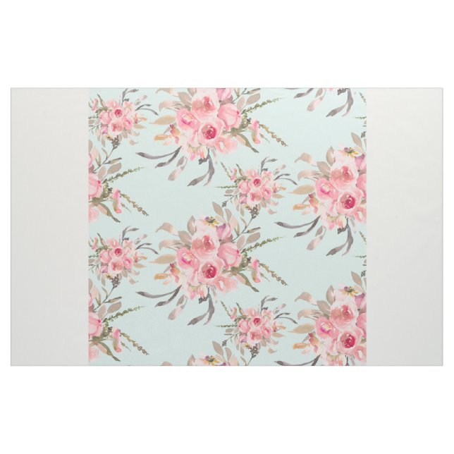 Rosa Blume in hellblau Stoff (Yard (91,4 cm))
