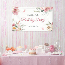 Rosa Blume in Pastellfarben Banner