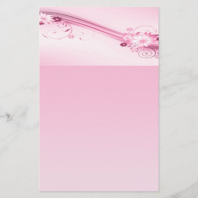 Rosa Blume in Wellen Briefpapier (Vorderseite)
