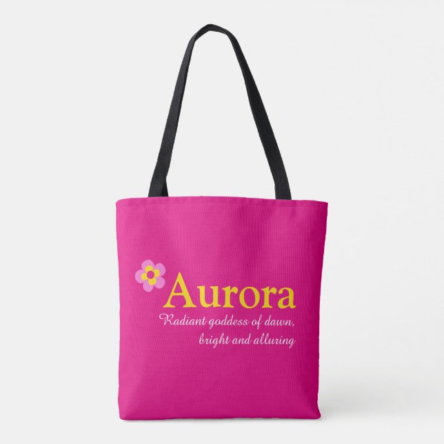 Rosa Blume individuelle Name Aurora und Bedeutung Tasche (Rückseite)