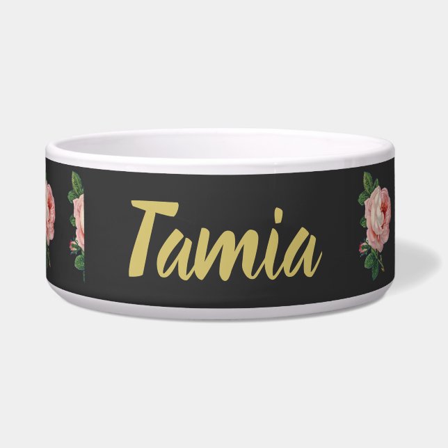 Rosa Blume individuelle Name grau Napf (Vorderseite)