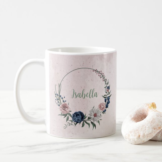 Rosa Blume Kaffeetasse (Mit Donut)