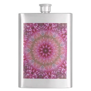 Rosa Blume Kaleidoskop Mandala-43895 Flachmann
