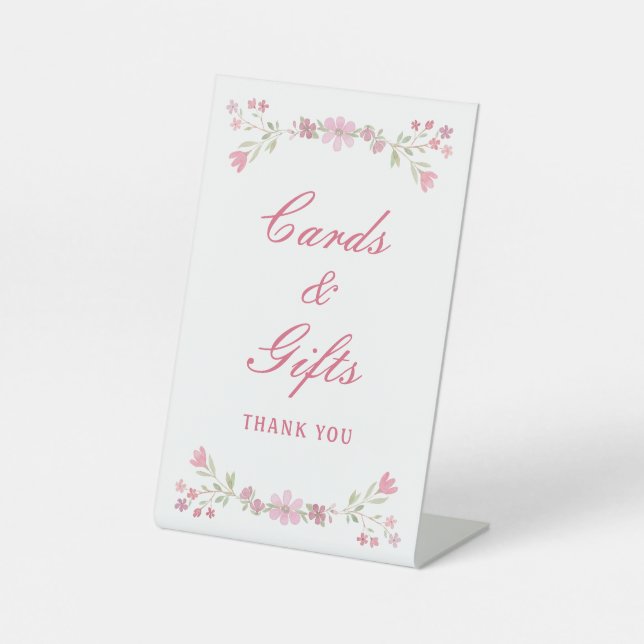 Rosa Blume Karten und Geschenke Sockelschild (Vorderseite)