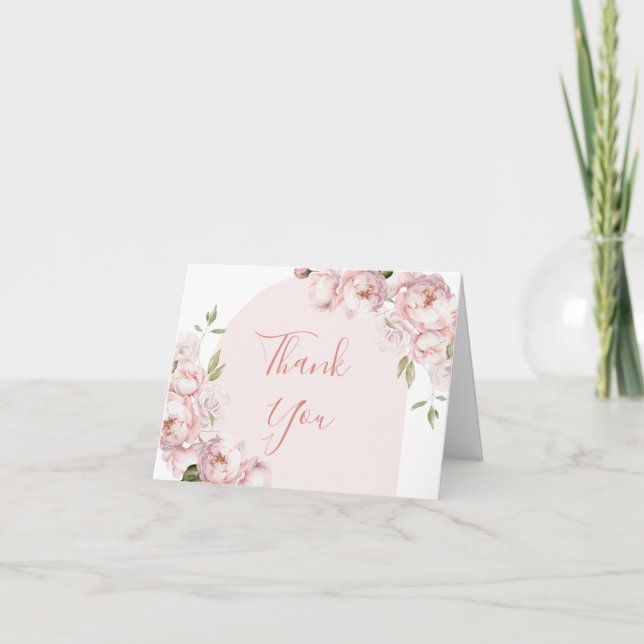 Rosa Blume Kinderduschbaby in Bloom geklappt Dankeskarte (Vorderseite)