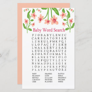 Rosa Blume Kinderdusche Word Search Game