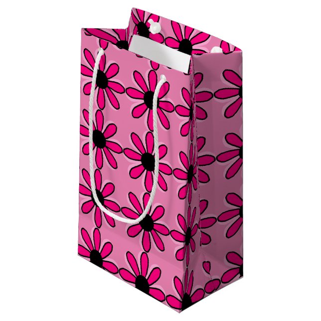 Rosa Blume Kleine Geschenktüte (Vorderseite Schrägansicht)