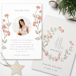 Rosa Blume Kranz Foto jedes Alters Geburtstag Dankeskarte