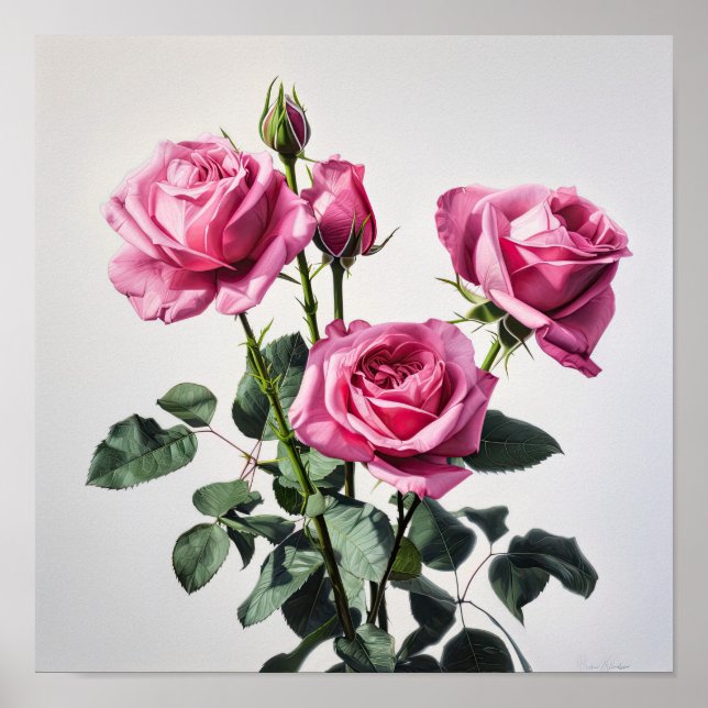 Rosa Blume Kunst drucken Poster (Vorne)