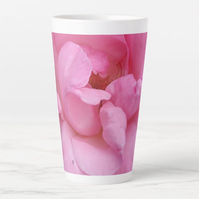 Rosa Blume Latte Tasse (Vorderseite)