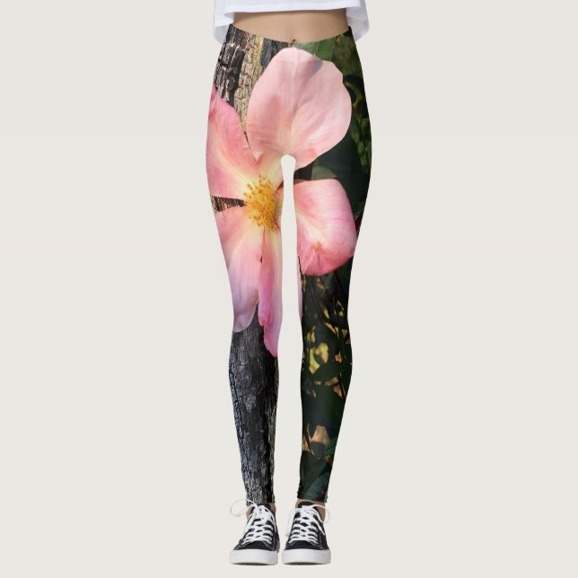 Rosa Blume Leggings (Vorderseite)