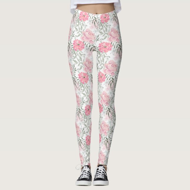 Rosa Blume Leggings (Vorderseite)