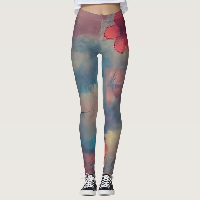 Rosa Blume Leggings (Vorderseite)