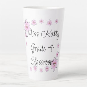 Rosa Blume Lehrer Latte Tasse