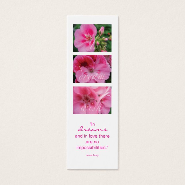 Rosa Blume Lesezeichen Geschenk (Vorderseite)