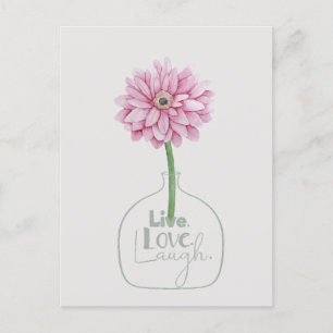 Rosa Blume Live Liebe Lachen Postkarte