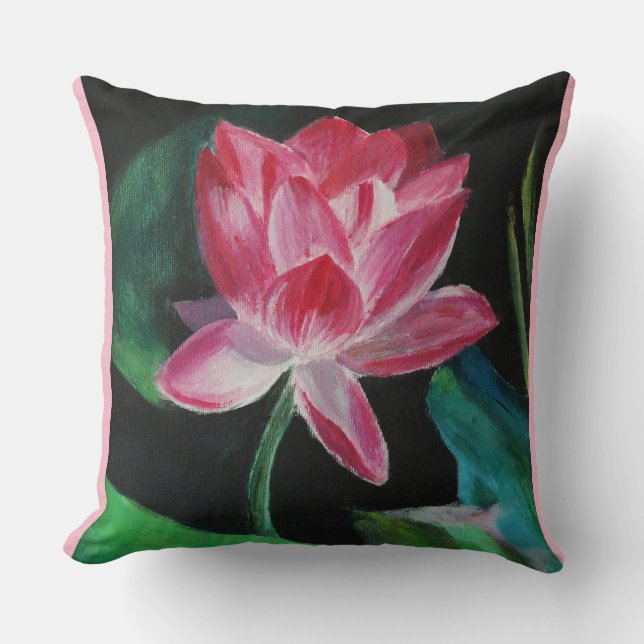 Rosa Blume Lotus Kissen 51 cm x 51 cm (Vorderseite)