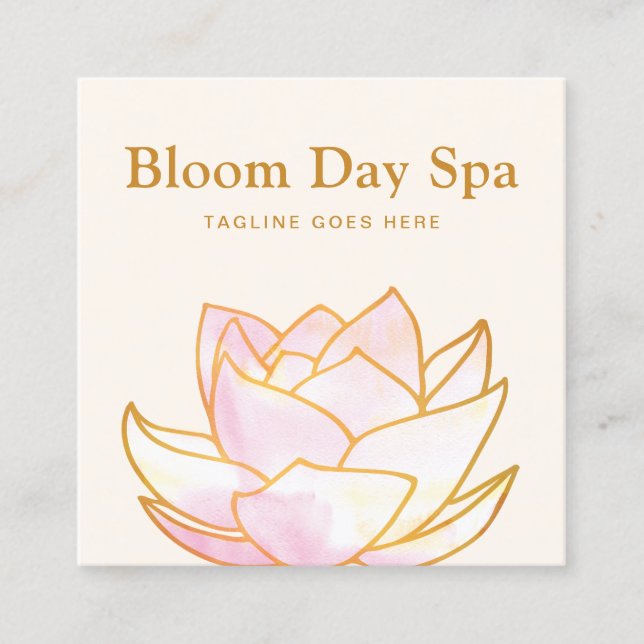 Rosa Blume Lotus Quadratische Visitenkarte (Vorderseite)
